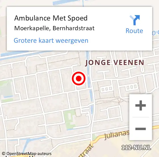 Locatie op kaart van de 112 melding: Ambulance Met Spoed Naar Moerkapelle, Bernhardstraat op 2 mei 2016 10:40