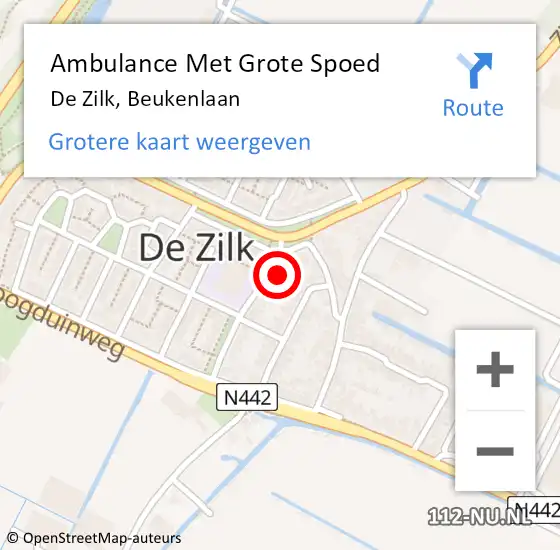 Locatie op kaart van de 112 melding: Ambulance Met Grote Spoed Naar De Zilk, Beukenlaan op 2 mei 2016 11:46