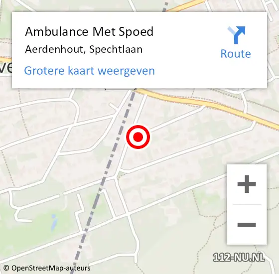 Locatie op kaart van de 112 melding: Ambulance Met Spoed Naar Aerdenhout, Spechtlaan op 2 mei 2016 12:06