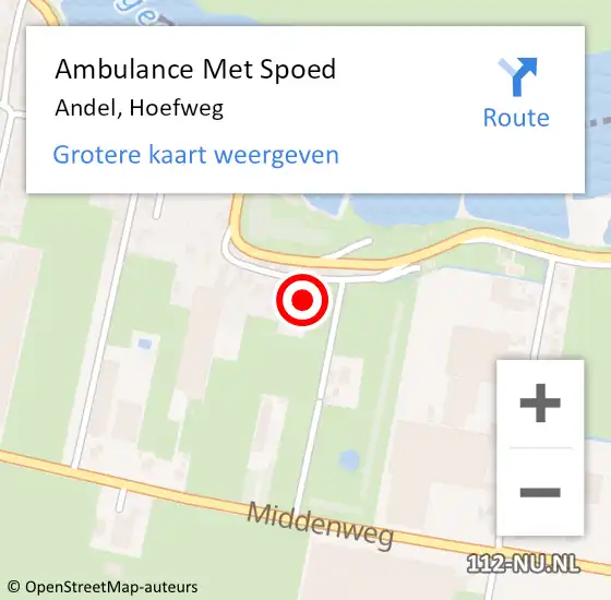 Locatie op kaart van de 112 melding: Ambulance Met Spoed Naar Andel, Hoefweg op 2 mei 2016 12:31