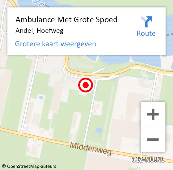 Locatie op kaart van de 112 melding: Ambulance Met Grote Spoed Naar Andel, Hoefweg op 2 mei 2016 12:33