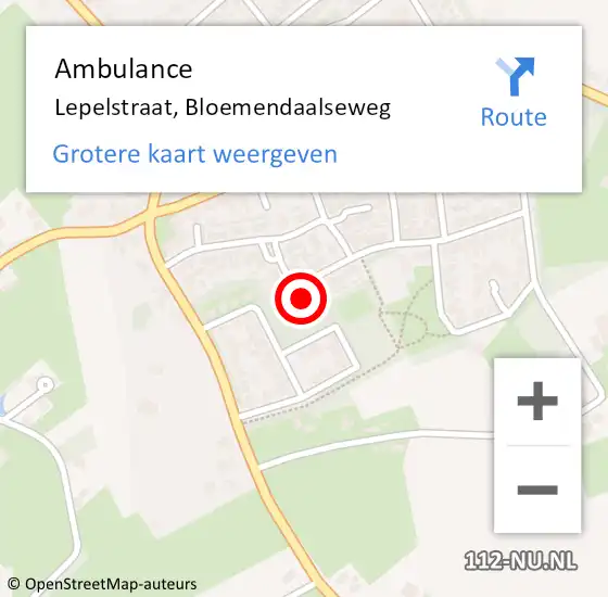 Locatie op kaart van de 112 melding: Ambulance Lepelstraat, Bloemendaalseweg op 13 december 2013 16:11