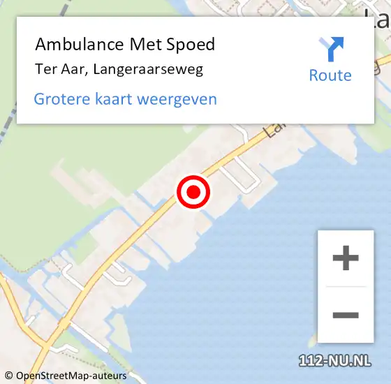 Locatie op kaart van de 112 melding: Ambulance Met Spoed Naar Ter Aar, Langeraarseweg op 2 mei 2016 13:06