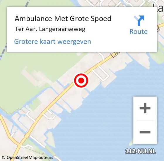 Locatie op kaart van de 112 melding: Ambulance Met Grote Spoed Naar Ter Aar, Langeraarseweg op 2 mei 2016 13:08