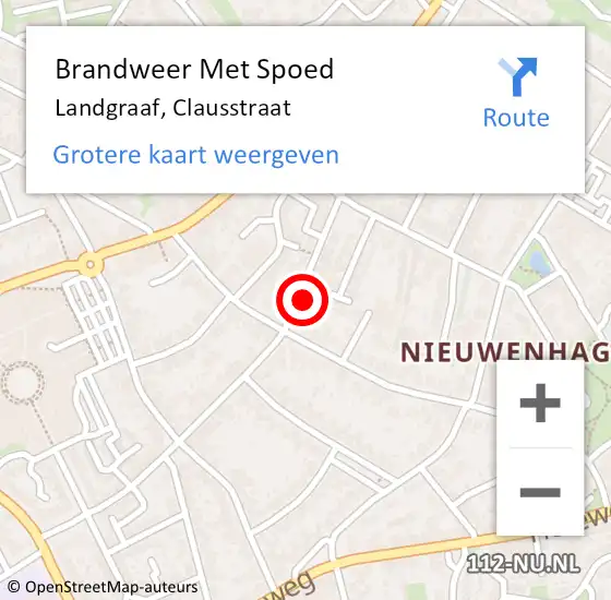 Locatie op kaart van de 112 melding: Brandweer Met Spoed Naar Landgraaf, Clausstraat op 2 mei 2016 13:59