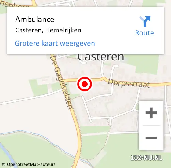 Locatie op kaart van de 112 melding: Ambulance Casteren, Hemelrijken op 2 mei 2016 14:20