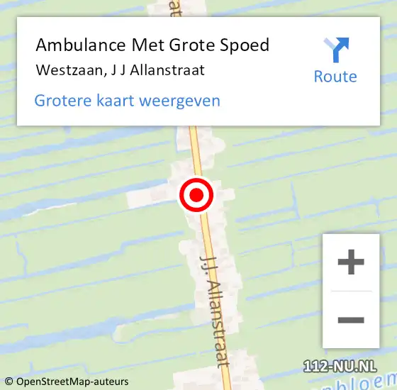 Locatie op kaart van de 112 melding: Ambulance Met Grote Spoed Naar Westzaan, J J Allanstraat op 2 mei 2016 15:09