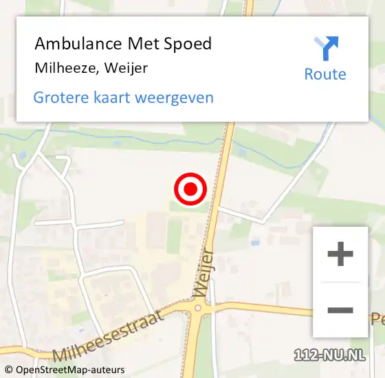 Locatie op kaart van de 112 melding: Ambulance Met Spoed Naar Milheeze, Weijer op 2 mei 2016 15:56