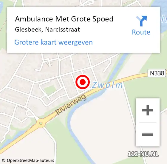 Locatie op kaart van de 112 melding: Ambulance Met Grote Spoed Naar Giesbeek, Narcisstraat op 2 mei 2016 16:36