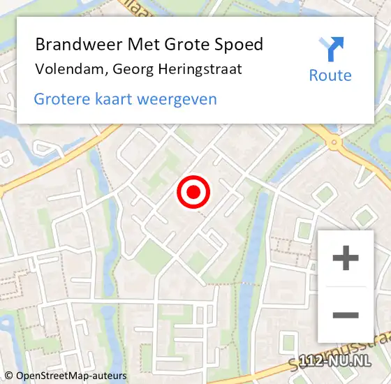 Locatie op kaart van de 112 melding: Brandweer Met Grote Spoed Naar Volendam, Georg Heringstraat op 2 mei 2016 17:06