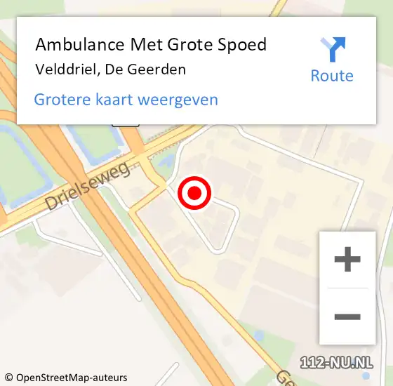 Locatie op kaart van de 112 melding: Ambulance Met Grote Spoed Naar Velddriel, De Geerden op 2 mei 2016 17:28