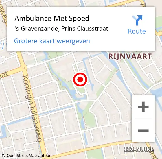 Locatie op kaart van de 112 melding: Ambulance Met Spoed Naar 's-Gravenzande, Prins Clausstraat op 2 mei 2016 19:03