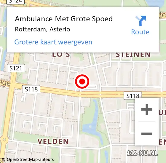 Locatie op kaart van de 112 melding: Ambulance Met Grote Spoed Naar Rotterdam, Asterlo op 2 mei 2016 22:45