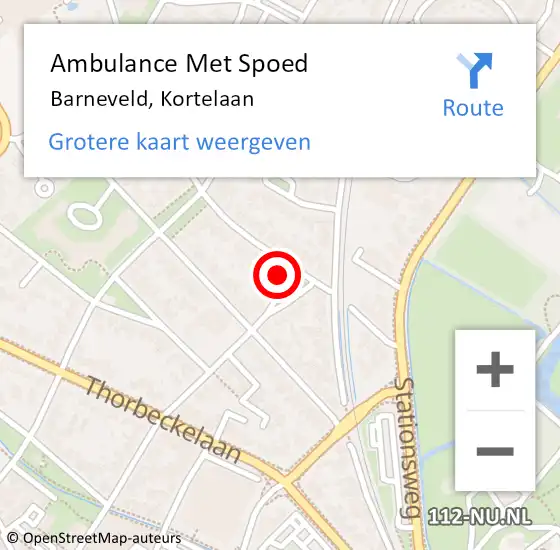 Locatie op kaart van de 112 melding: Ambulance Met Spoed Naar Barneveld, Kortelaan op 2 mei 2016 22:58