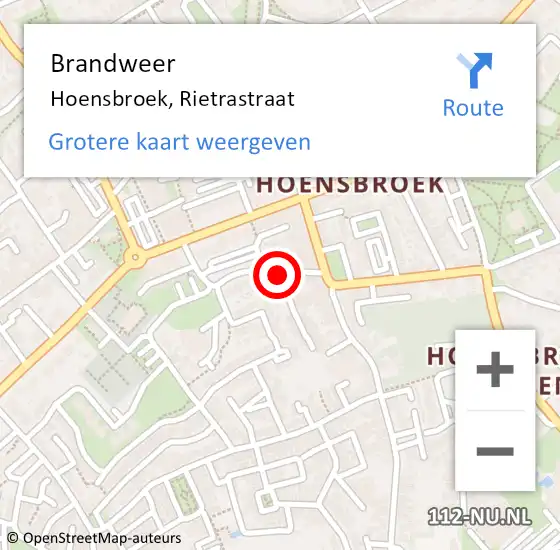 Locatie op kaart van de 112 melding: Brandweer Hoensbroek, Rietrastraat op 13 december 2013 17:11