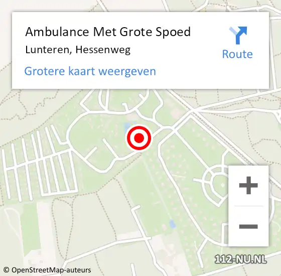 Locatie op kaart van de 112 melding: Ambulance Met Grote Spoed Naar Lunteren, Hessenweg op 3 mei 2016 00:33