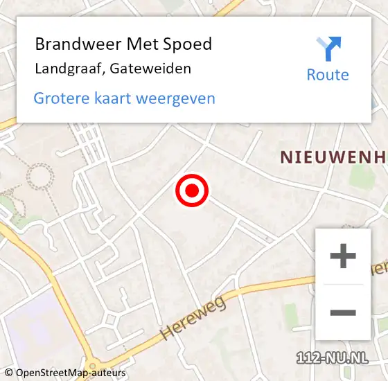 Locatie op kaart van de 112 melding: Brandweer Met Spoed Naar Landgraaf, Gateweiden op 3 mei 2016 02:20