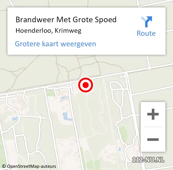 Locatie op kaart van de 112 melding: Brandweer Met Grote Spoed Naar Hoenderloo, Krimweg op 3 mei 2016 04:50