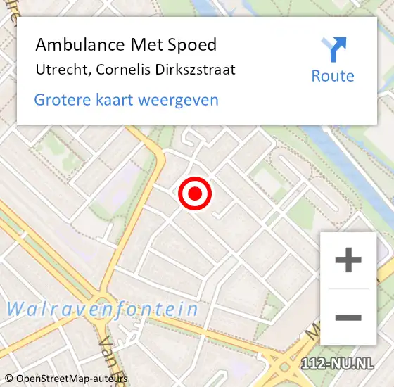 Locatie op kaart van de 112 melding: Ambulance Met Spoed Naar Utrecht, Cornelis Dirkszstraat op 3 mei 2016 04:59