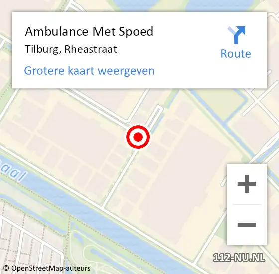 Locatie op kaart van de 112 melding: Ambulance Met Spoed Naar Tilburg, Rheastraat op 3 mei 2016 05:35