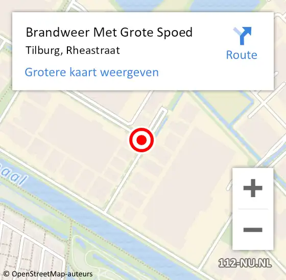 Locatie op kaart van de 112 melding: Brandweer Met Grote Spoed Naar Tilburg, Rheastraat op 3 mei 2016 05:39