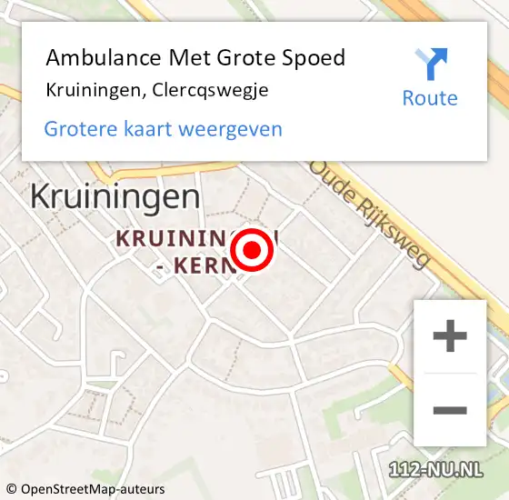 Locatie op kaart van de 112 melding: Ambulance Met Grote Spoed Naar Kruiningen, Clercqswegje op 3 mei 2016 07:02