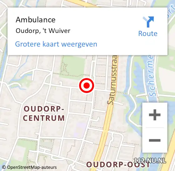 Locatie op kaart van de 112 melding: Ambulance Oudorp, 't Wuiver op 3 mei 2016 08:23