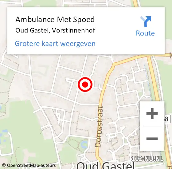 Locatie op kaart van de 112 melding: Ambulance Met Spoed Naar Oud Gastel, Vorstinnenhof op 3 mei 2016 09:17