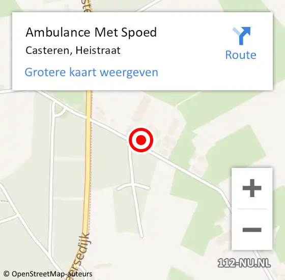 Locatie op kaart van de 112 melding: Ambulance Met Spoed Naar Casteren, Heistraat op 3 mei 2016 09:49