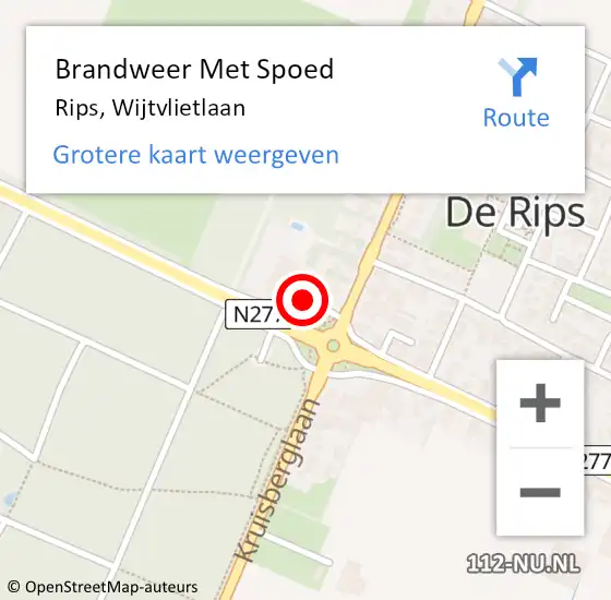 Locatie op kaart van de 112 melding: Brandweer Met Spoed Naar Rips, Wijtvlietlaan op 13 december 2013 17:36