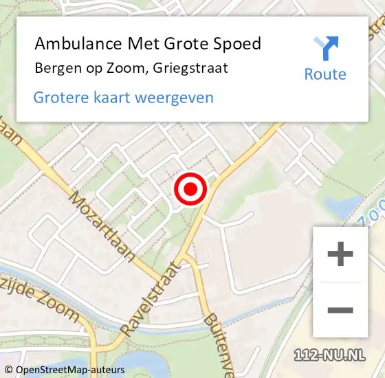 Locatie op kaart van de 112 melding: Ambulance Met Grote Spoed Naar Bergen op Zoom, Griegstraat op 3 mei 2016 10:36