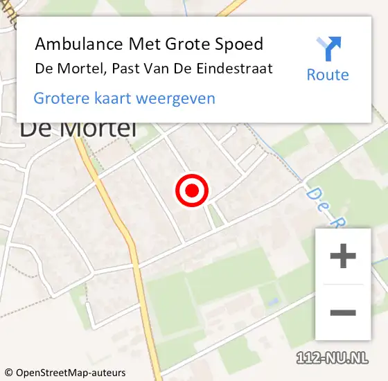 Locatie op kaart van de 112 melding: Ambulance Met Grote Spoed Naar De Mortel, Past Van De Eindestraat op 3 mei 2016 10:51