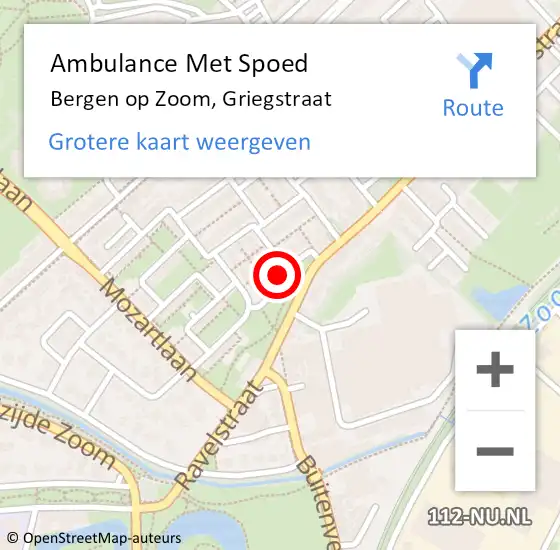 Locatie op kaart van de 112 melding: Ambulance Met Spoed Naar Bergen op Zoom, Griegstraat op 3 mei 2016 10:51