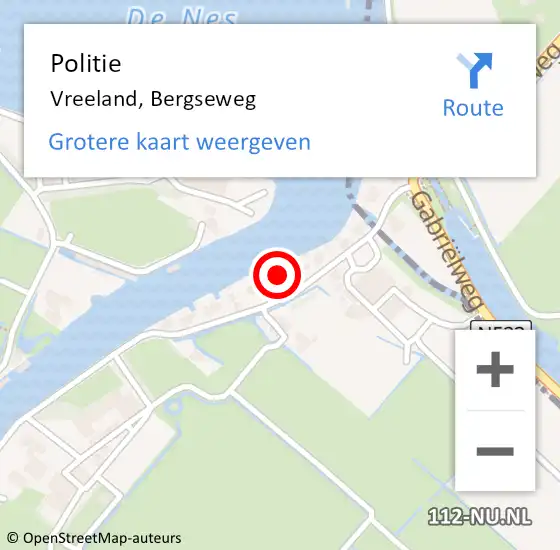 Locatie op kaart van de 112 melding: Politie Vreeland, Bergseweg op 3 mei 2016 10:59