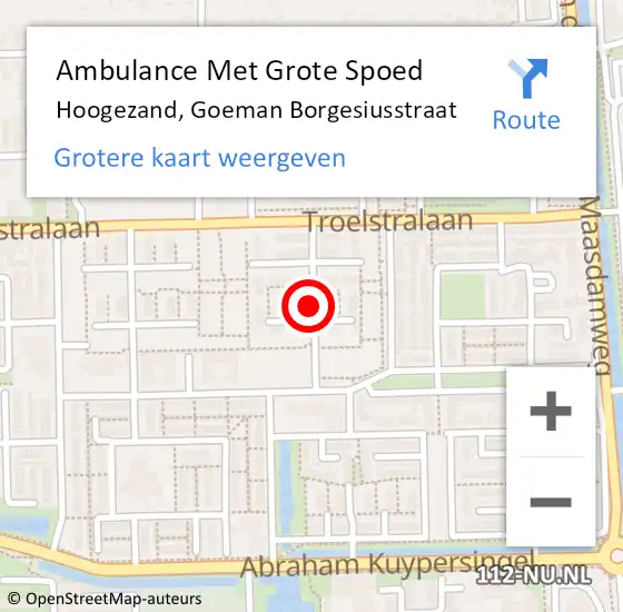 Locatie op kaart van de 112 melding: Ambulance Met Grote Spoed Naar Hoogezand, Goeman Borgesiusstraat op 3 mei 2016 11:10