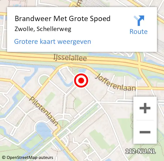 Locatie op kaart van de 112 melding: Brandweer Met Grote Spoed Naar Zwolle, Schellerweg op 3 mei 2016 12:18