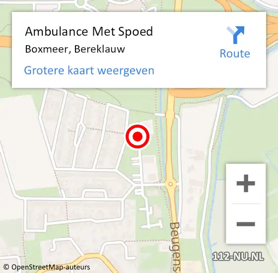 Locatie op kaart van de 112 melding: Ambulance Met Spoed Naar Boxmeer, Bereklauw op 3 mei 2016 13:01