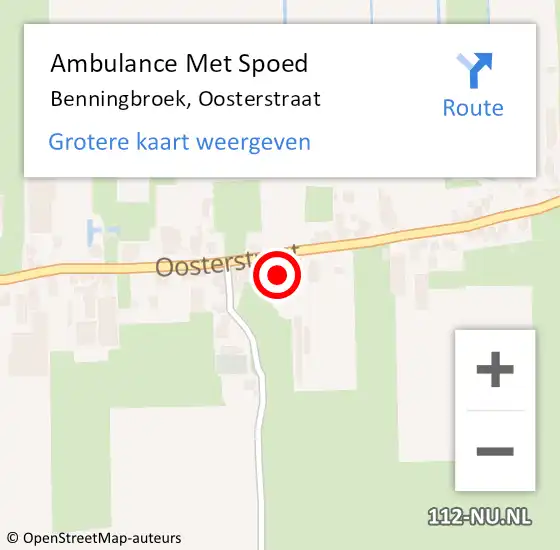 Locatie op kaart van de 112 melding: Ambulance Met Spoed Naar Benningbroek, Oosterstraat op 3 mei 2016 13:06