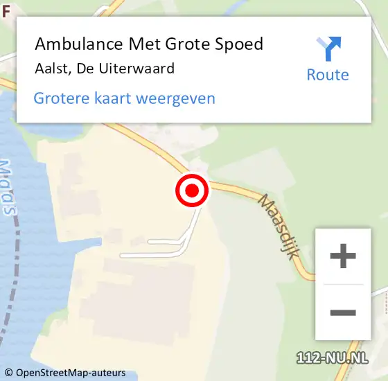 Locatie op kaart van de 112 melding: Ambulance Met Grote Spoed Naar Aalst, De Uiterwaard op 3 mei 2016 13:35