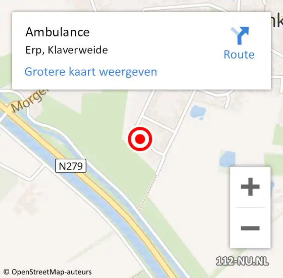 Locatie op kaart van de 112 melding: Ambulance Erp, Klaverweide op 3 mei 2016 13:38