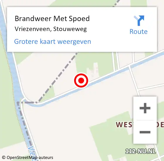 Locatie op kaart van de 112 melding: Brandweer Met Spoed Naar Vriezenveen, Stouweweg op 3 mei 2016 14:04