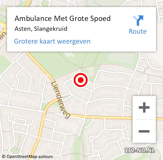 Locatie op kaart van de 112 melding: Ambulance Met Grote Spoed Naar Asten, Slangekruid op 3 mei 2016 14:15