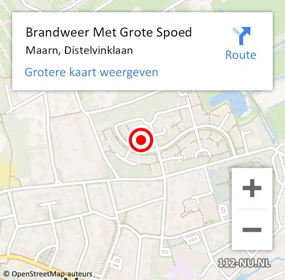 Locatie op kaart van de 112 melding: Brandweer Met Grote Spoed Naar Maarn, Distelvinklaan op 3 mei 2016 14:32