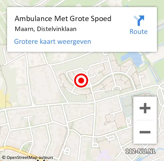 Locatie op kaart van de 112 melding: Ambulance Met Grote Spoed Naar Maarn, Distelvinklaan op 3 mei 2016 14:35