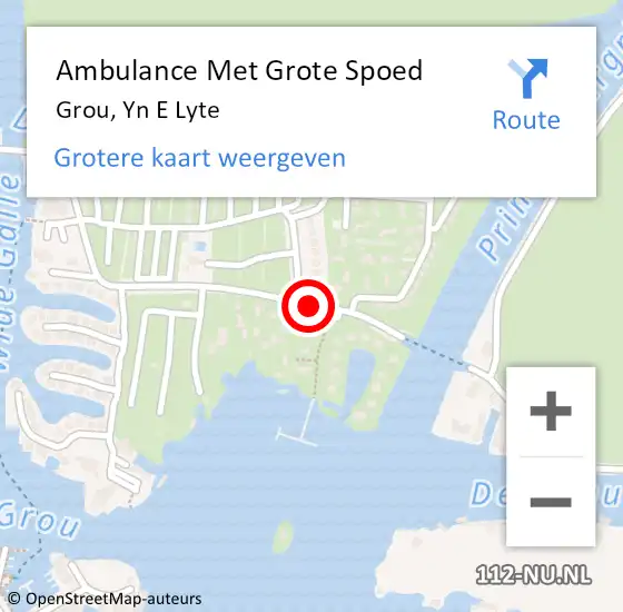 Locatie op kaart van de 112 melding: Ambulance Met Grote Spoed Naar Grou, Yn E Lyte op 13 december 2013 18:17