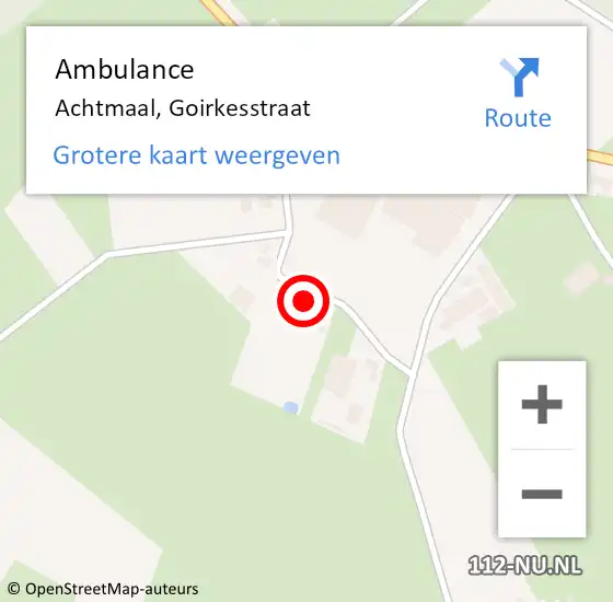 Locatie op kaart van de 112 melding: Ambulance Achtmaal, Goirkesstraat op 3 mei 2016 15:31