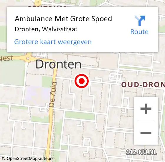 Locatie op kaart van de 112 melding: Ambulance Met Grote Spoed Naar Dronten, Walvisstraat op 3 mei 2016 15:39