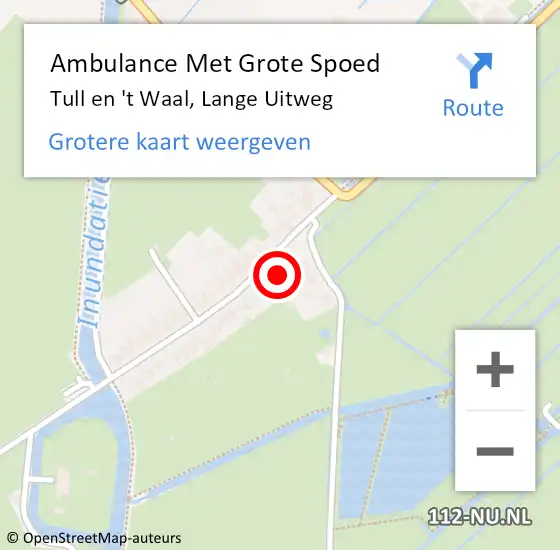 Locatie op kaart van de 112 melding: Ambulance Met Grote Spoed Naar Tull en 't Waal, Lange Uitweg op 3 mei 2016 16:12