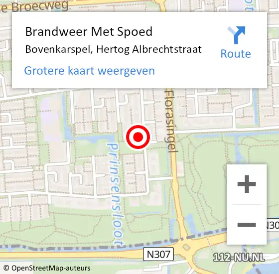 Locatie op kaart van de 112 melding: Brandweer Met Spoed Naar Bovenkarspel, Hertog Albrechtstraat op 3 mei 2016 17:01