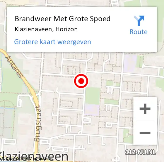 Locatie op kaart van de 112 melding: Brandweer Met Grote Spoed Naar Klazienaveen, Horizon op 16 september 2013 02:49